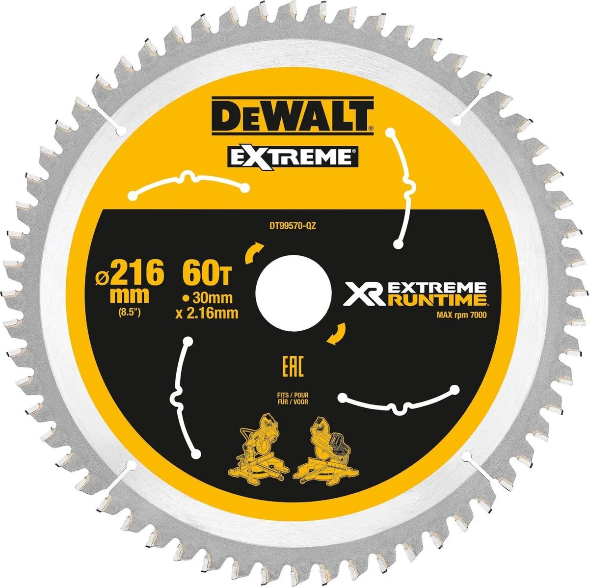 DeWALT DT99570 XR Cirkelzaagblad 216x30mm 60T