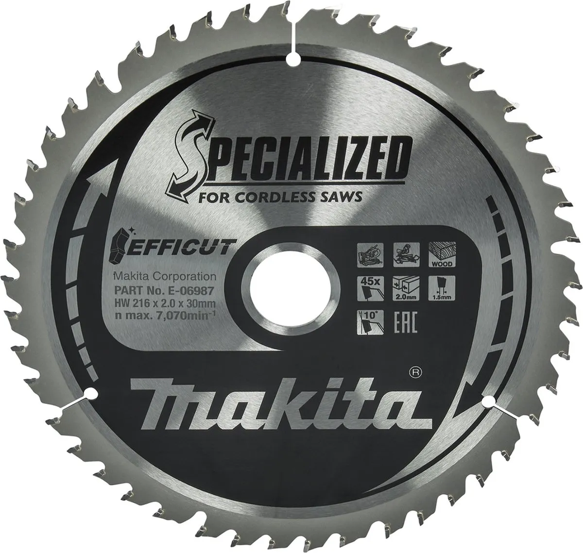 Makita Efficut E-06987 Afkortzaagblad 216mm - 45T