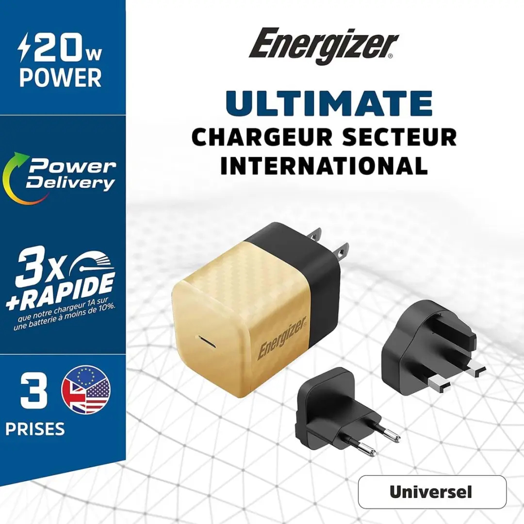 Energizer A20MUGD Multi Plug Oplader Reisstekker 20W - US/UK/EU