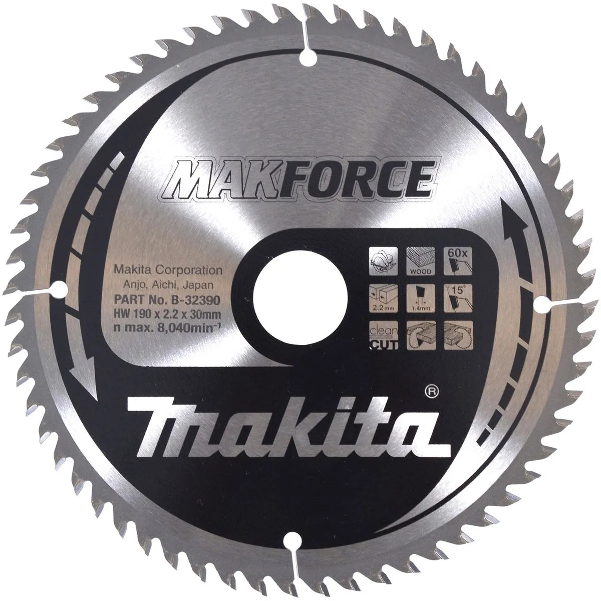 Makita B-32390 Cirkelzaagblad Hout Makforce 190mm - 60T