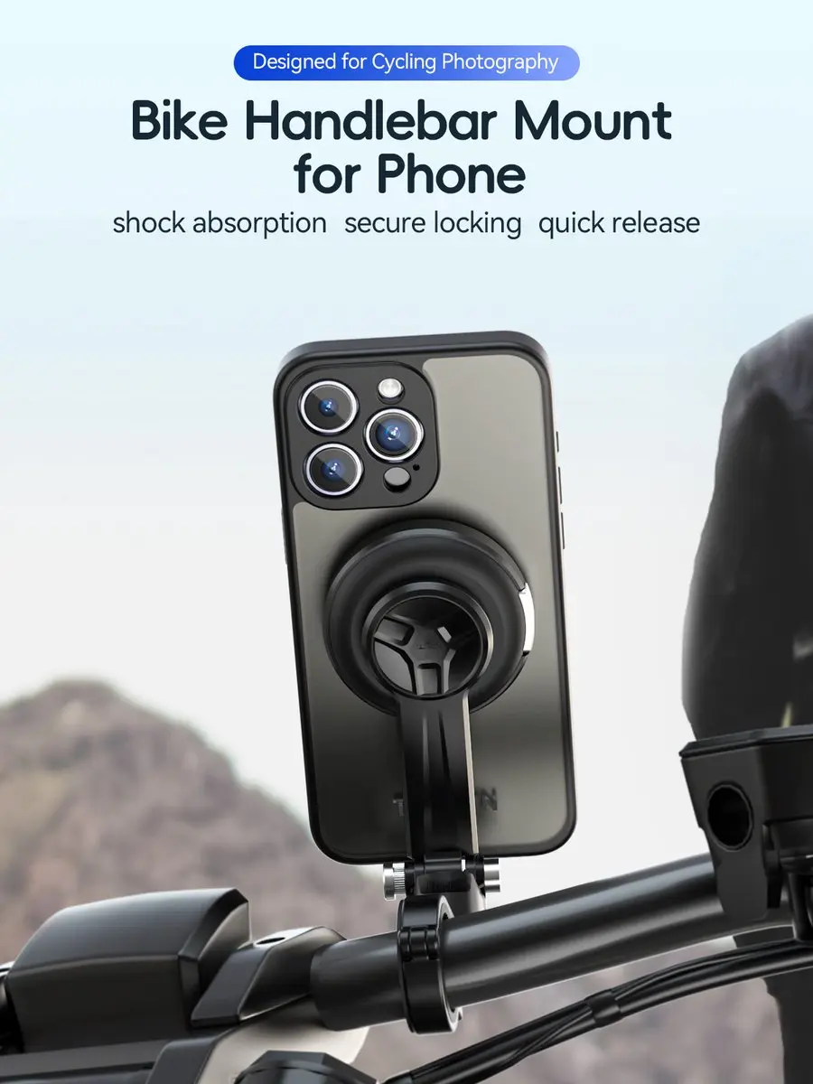 Telesin Fiets/Motor Shock Mount iPhone 15 Pro Max - Zwart/Grijs