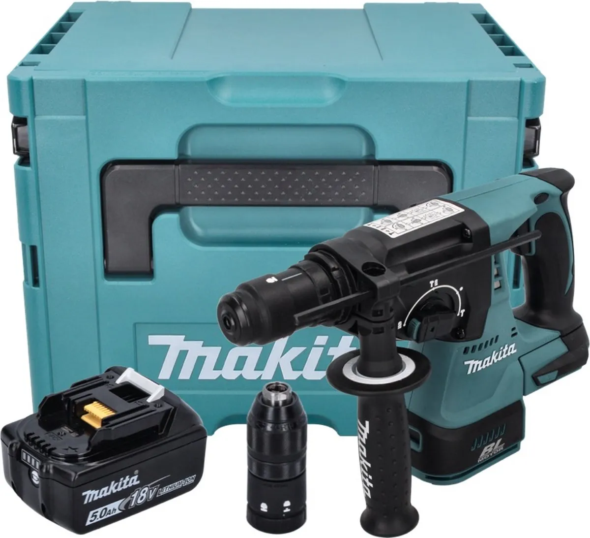 Makita DHR243T1J Accuboormachine 18V SDS-plus - 2,0J - 1x 5,0Ah - afbeelding 2 van 5