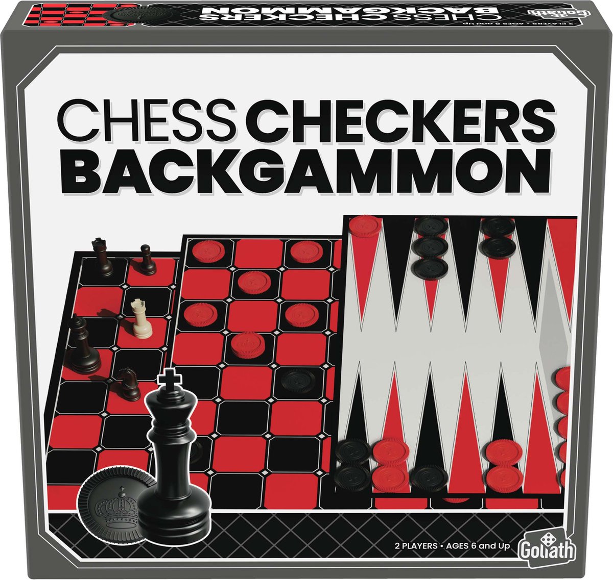 Goliath Klassieke Spellen - Schaken - Dammen - Backgammon - 3-in-1 Bordspel