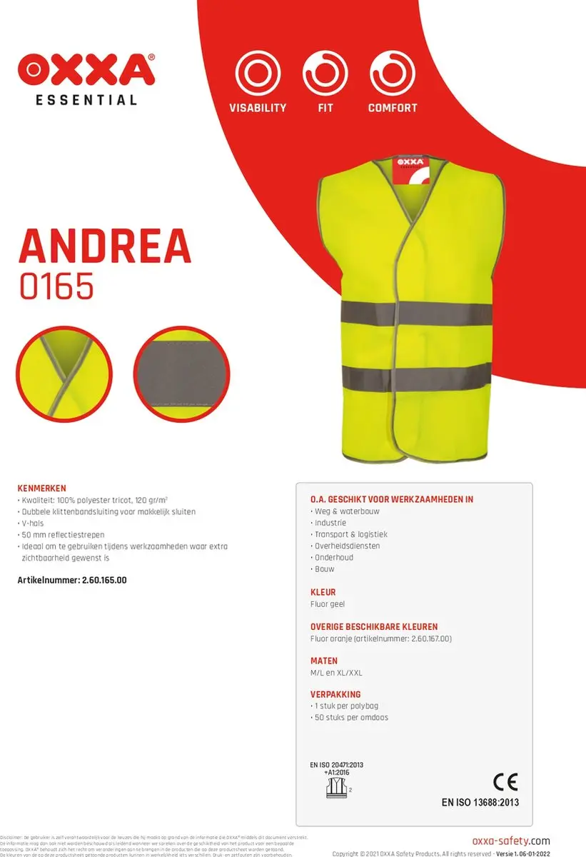 Oxxa Reflectievest EN 20471 M/L - Fluor Geel