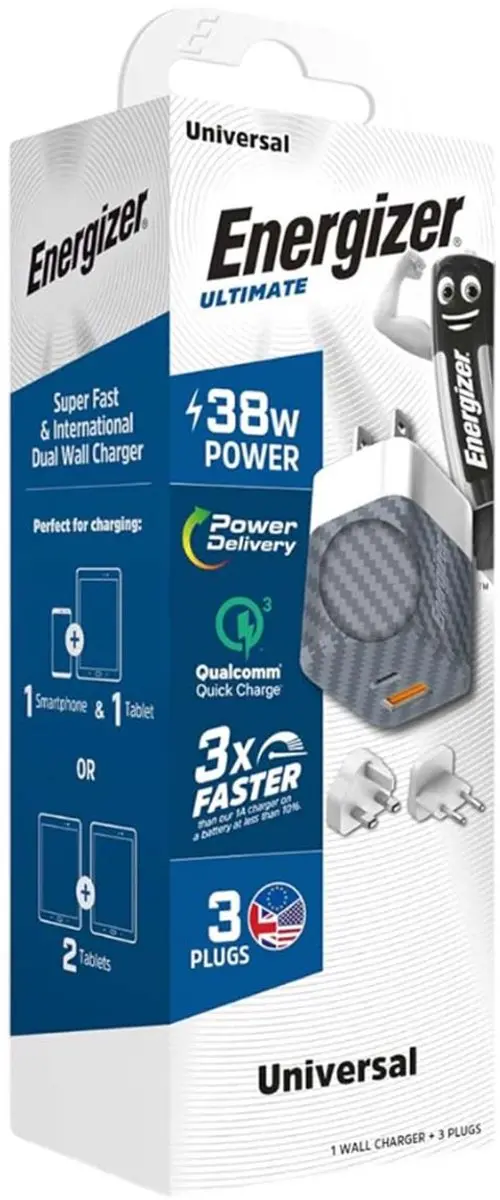 Energizer A38QMU Reisstekker 18W QC3 - Zwart