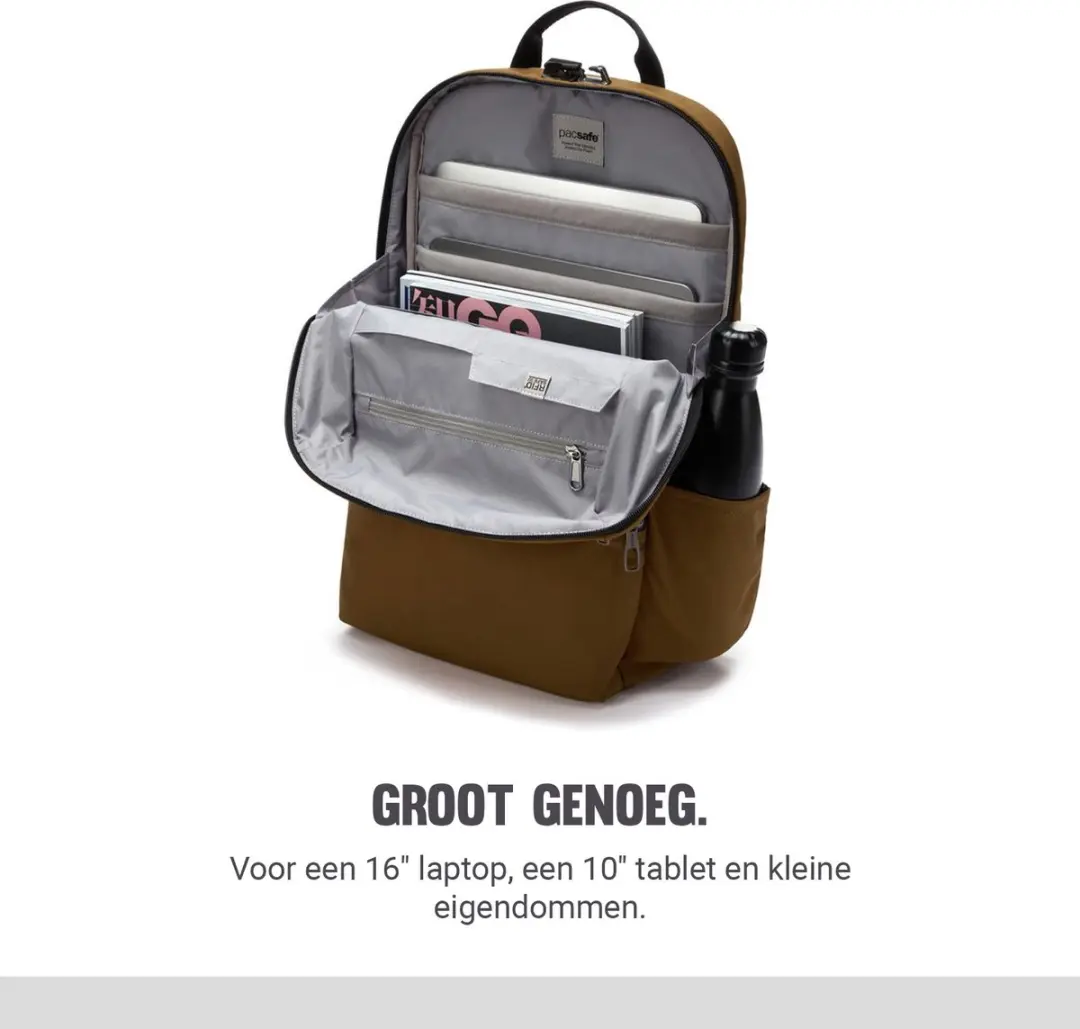 Pacsafe Metrosafe X Rugzak 20L - RFID-blokkerend - Lichtbruin