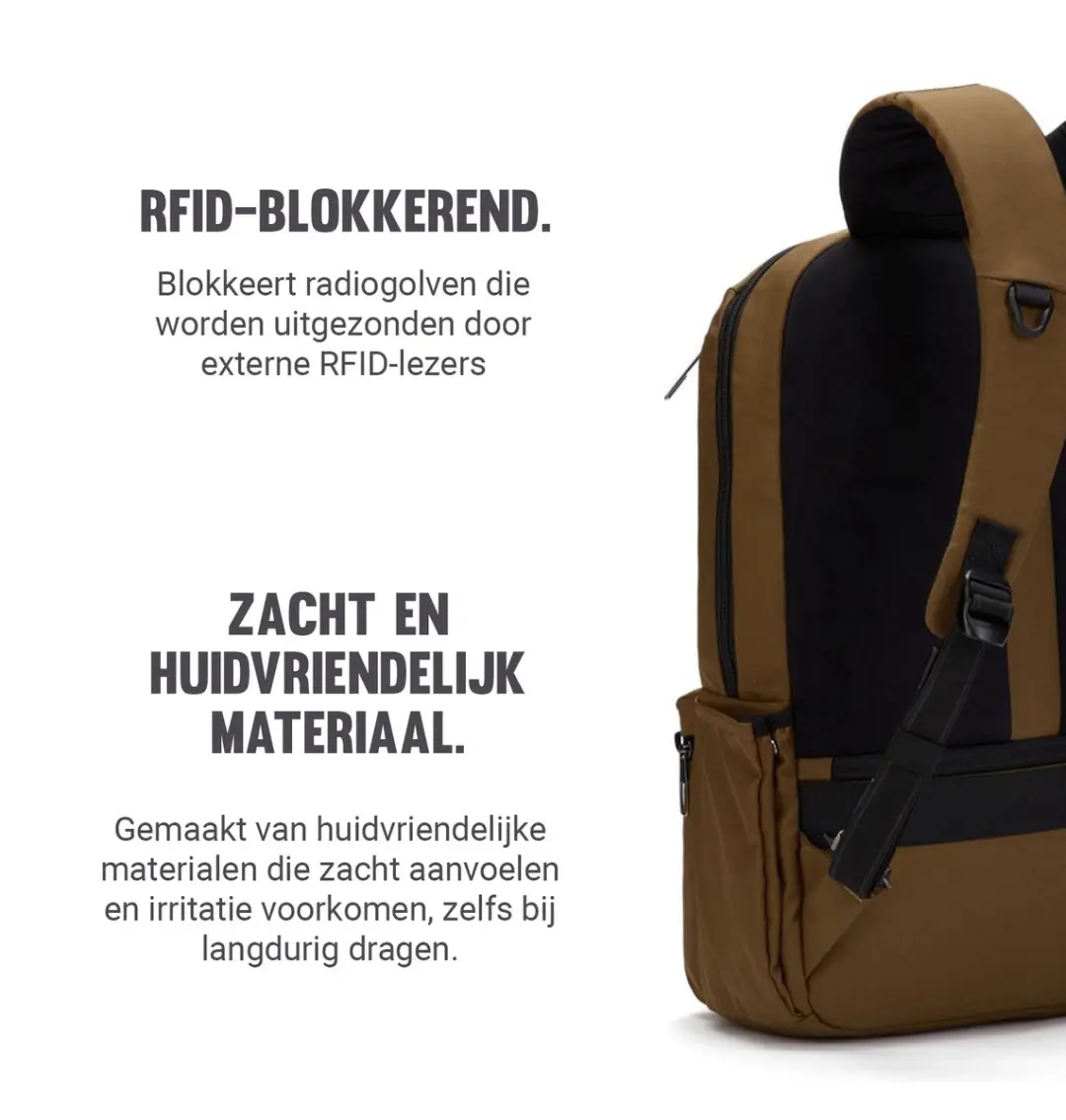 Pacsafe Metrosafe X Rugzak 20L - RFID-blokkerend - Lichtbruin