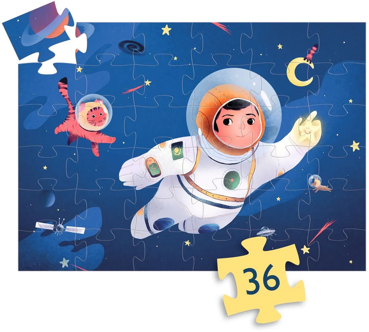 Djeco Puzzel Astronaut op de Maan 36 Stuks - DJ07301 - afbeelding 4 van 5