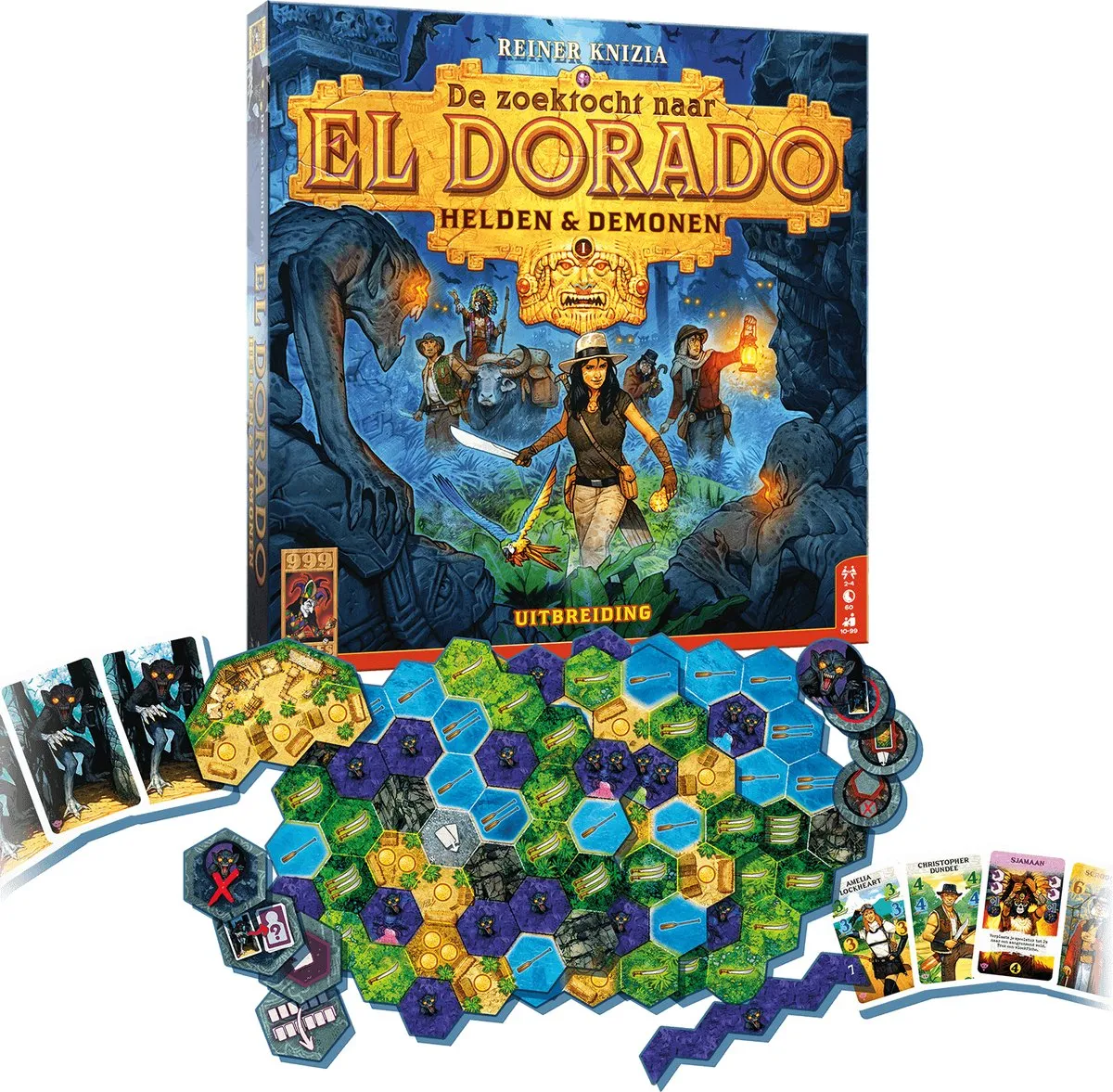 999 Games De Zoektocht naar El Dorado Helden & Demonen Uitbreiding 1 - Bordspel - 2-4 Spelers - afbeelding 6 van 6