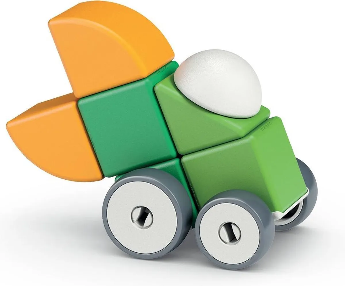 Geomag Magicube Recyclede Vormen Wielen - 13-delig - Lichtgroen/ Groen/ Oranje