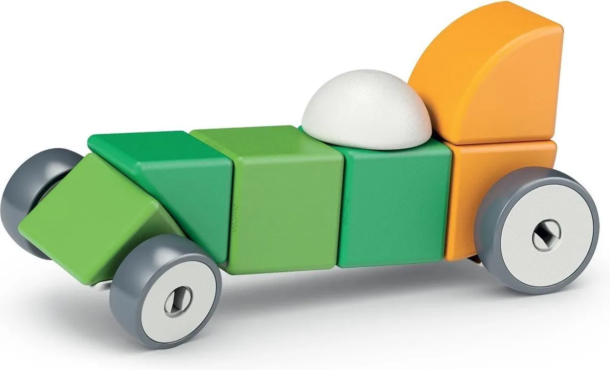 Geomag Magicube Recyclede Vormen Wielen - 13-delig - Lichtgroen/ Groen/ Oranje - afbeelding 6 van 6