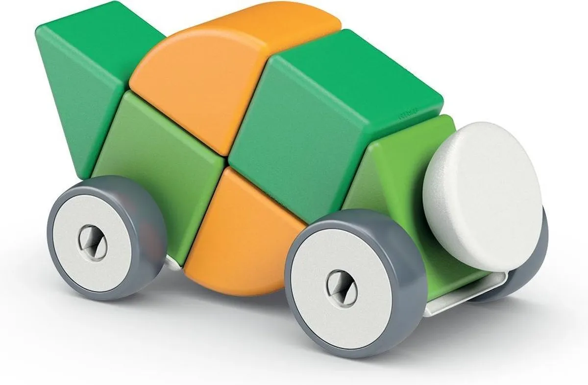 Geomag Magicube Recyclede Vormen Wielen - 13-delig - Lichtgroen/ Groen/ Oranje