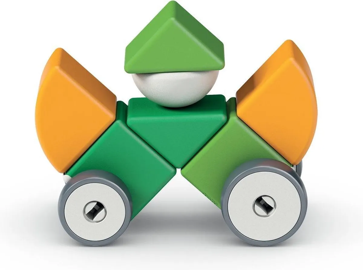Geomag Magicube Recyclede Vormen Wielen - 13-delig - Lichtgroen/ Groen/ Oranje