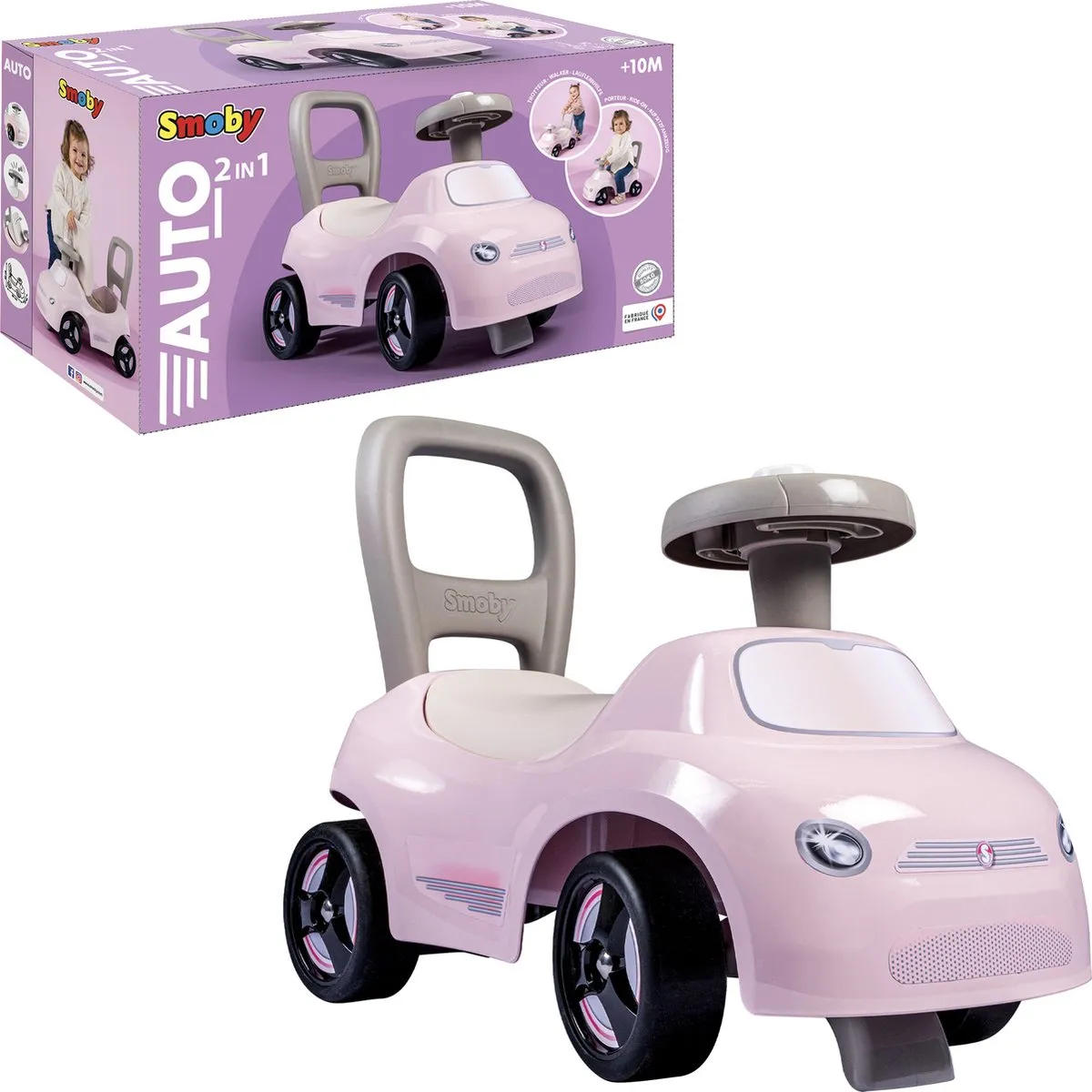 Smoby - Auto - Ride-On - Roze - Loopwagen - Vanaf 10m.