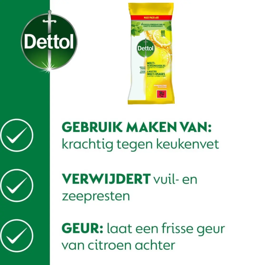 Dettol Citrus Doekjes 72 Stuks - 2x36 - afbeelding 6 van 6