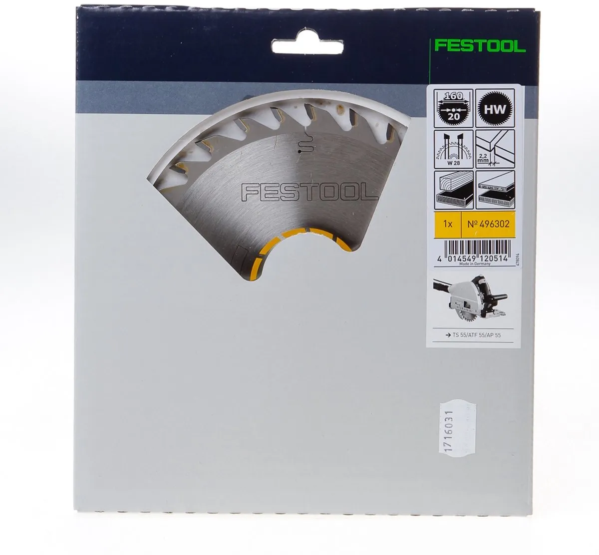 Festool Zaagblad W28 Univers 160mm - 28 Tanden - 20mm Asgat - afbeelding 6 van 6