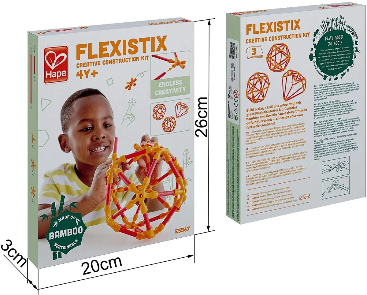 Hape Flexistix - Bamboe & Silicoon 66 Stuks - Rood