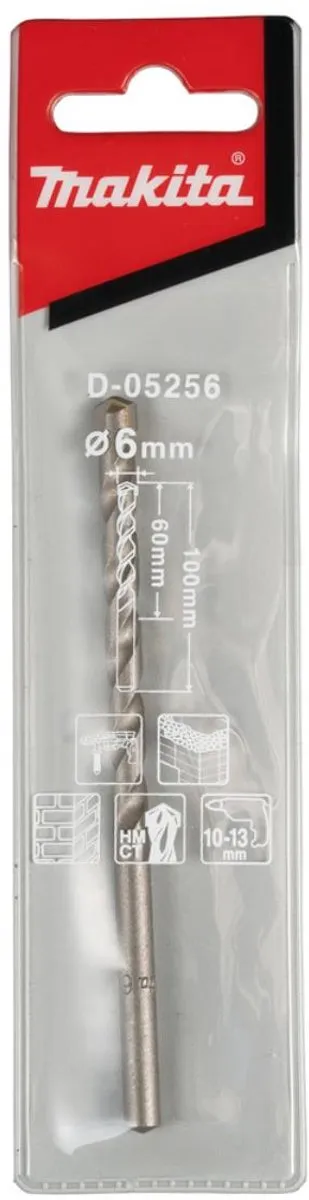 Makita D-05256 Carbide Steenboor 6mm - 100mm