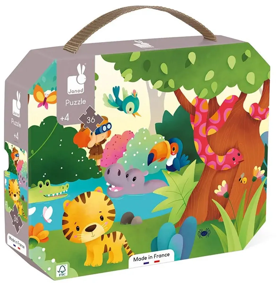 Janod Wilde Dieren Puzzel 36 Stuks - Puzzelkoffer