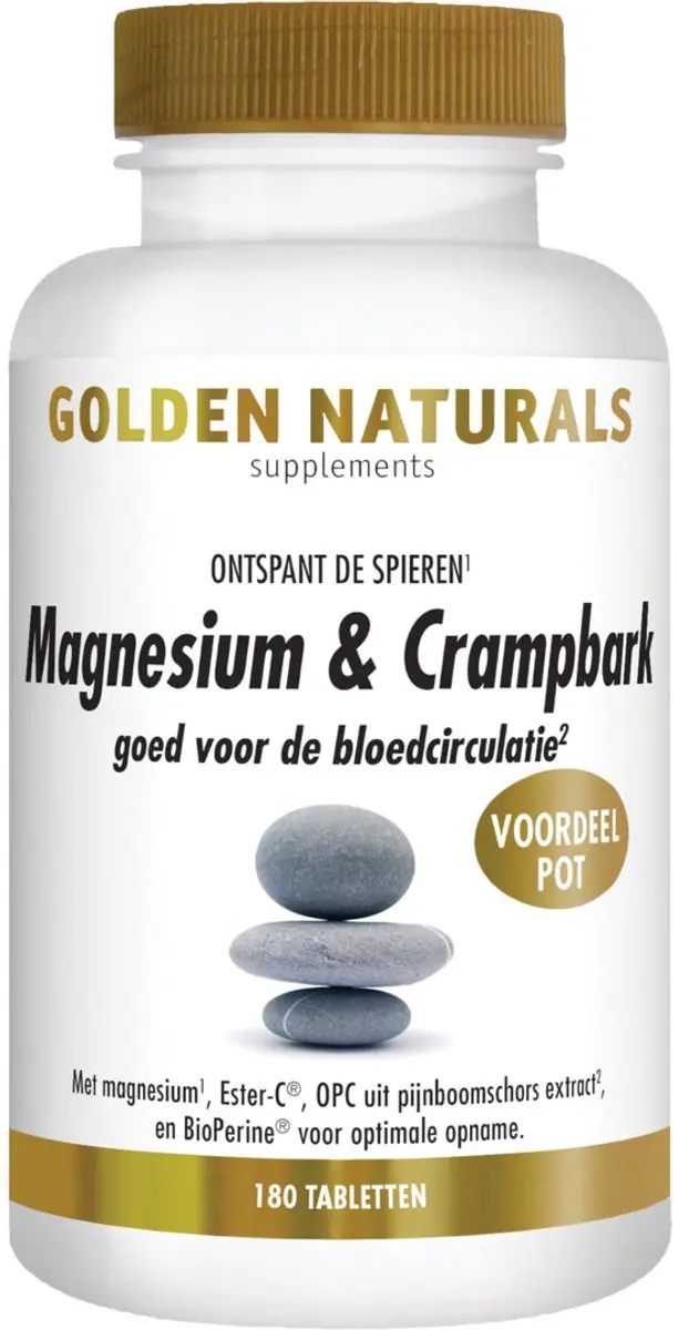 Golden Naturals Magnesium & Crampbark 180 Tabletten