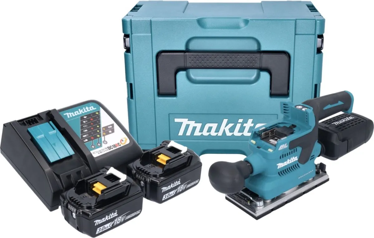 Makita DBO 382 RFJ Excentrische Schuurmachine 18V - 2x 3.0Ah Accu + Oplader