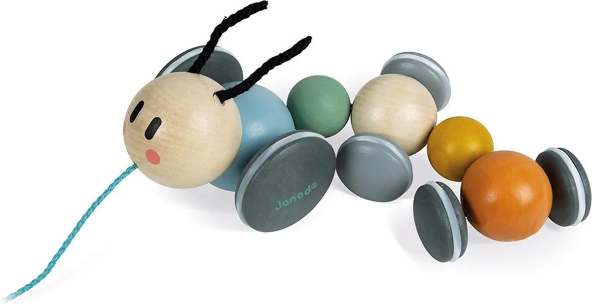 Janod Sweet Cocoon Houten Trekfiguur Rups - Multi