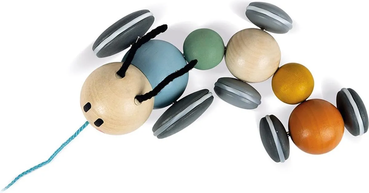 Janod Sweet Cocoon Houten Trekfiguur Rups - Multi