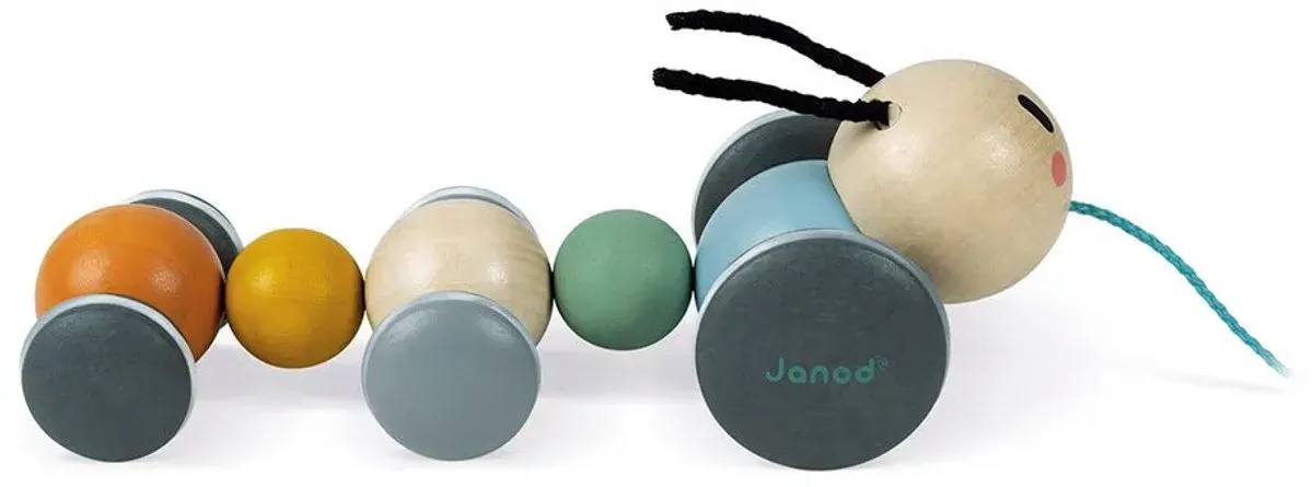 Janod Sweet Cocoon Houten Trekfiguur Rups - Multi