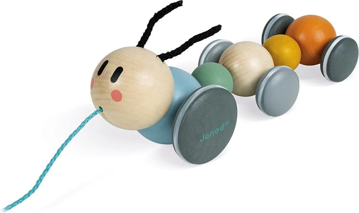 Janod Sweet Cocoon Houten Trekfiguur Rups - Multi