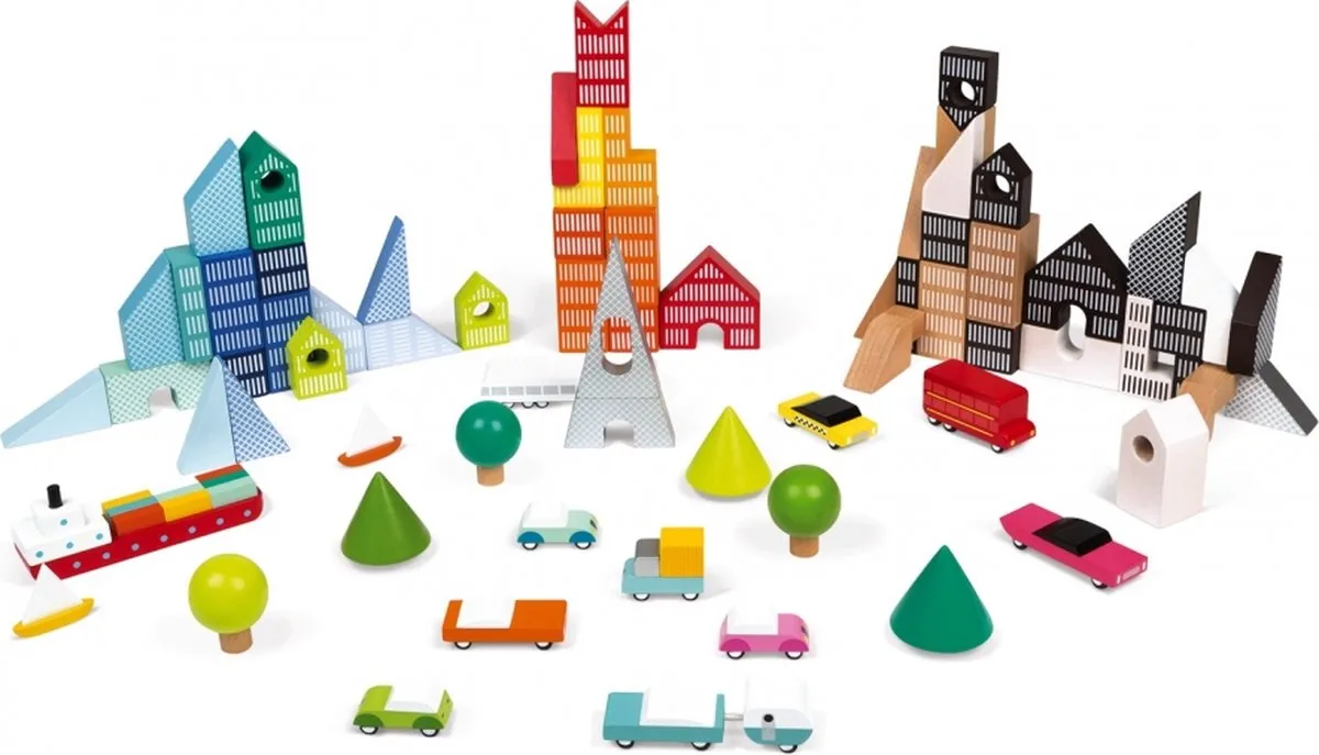Janod Kubix Architectuur Blokken - 70 Stuks - Meerkleurig