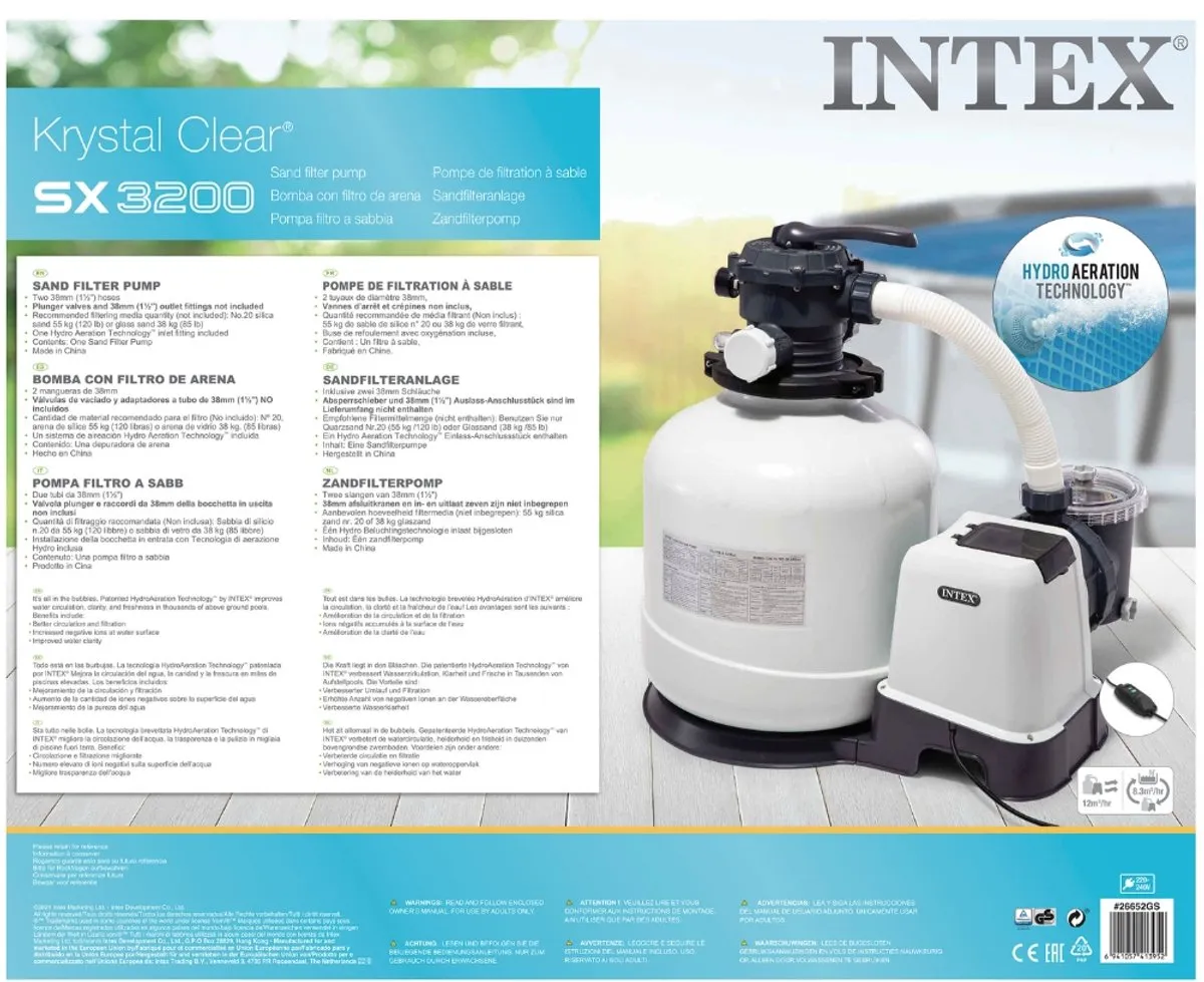 Intex - Zandfilterpomp SX3200 - 12.000 L/u - Geschikt voor zwembaden tot 66.600 L