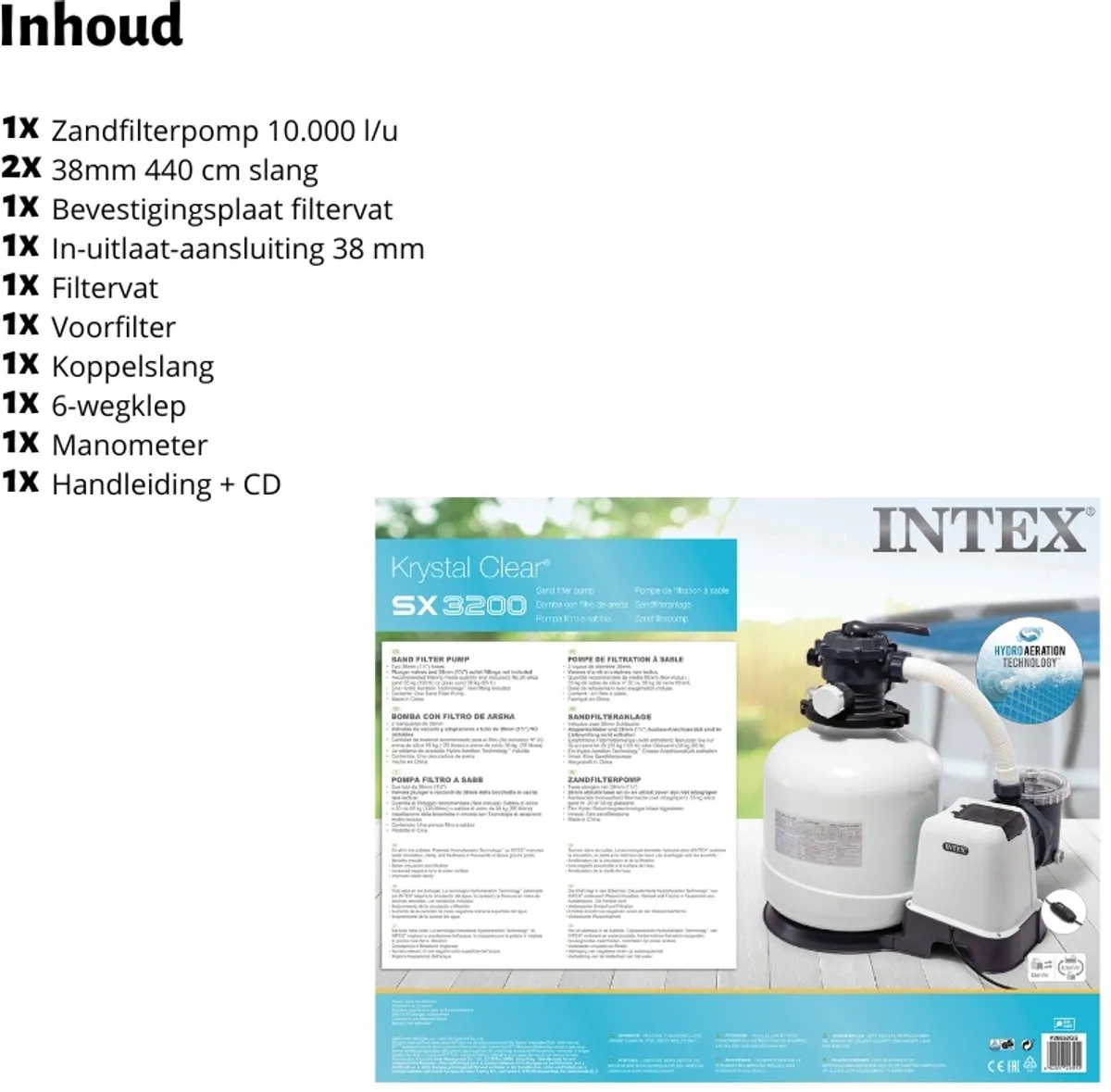 Intex - Zandfilterpomp SX3200 - 12.000 L/u - Geschikt voor zwembaden tot 66.600 L