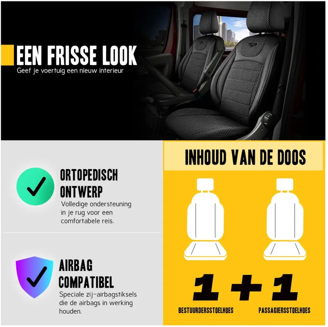 Panda Stoelhoezen Nissan e-NV200 2014-2021 - Prestige Zwart