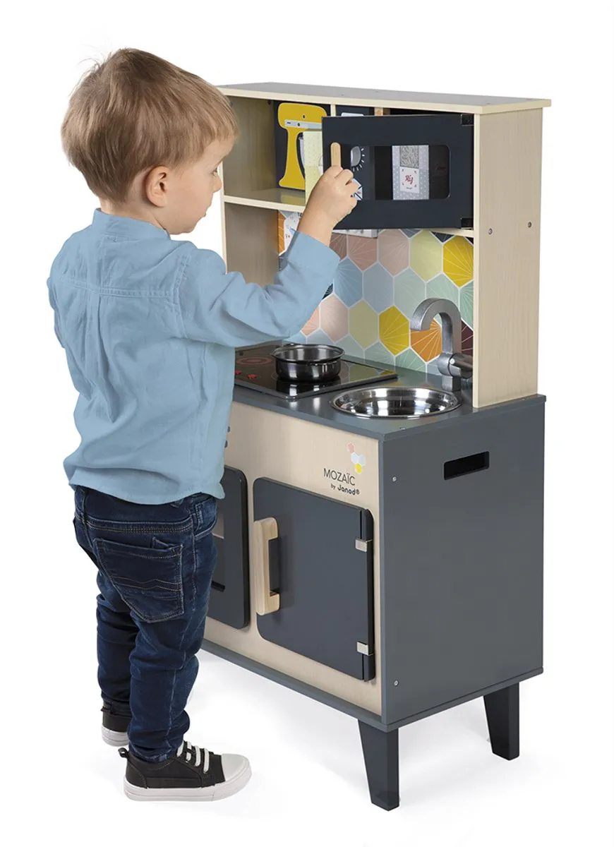 Janod Mozaic Houten Speelgoedkeuken - 6 Accessoires - 50cm - afbeelding 6 van 6
