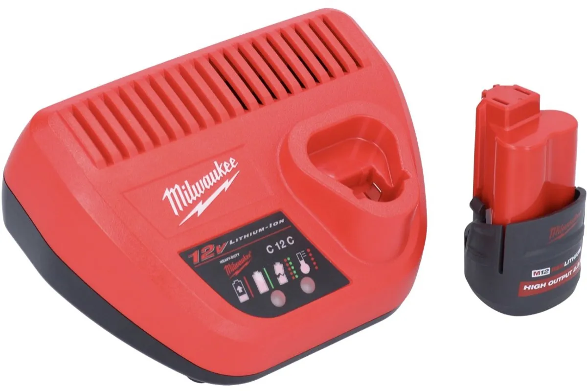 Milwaukee M12 HNRG-251 Starter Set - 1x HB2.5 2.5Ah Accu + C12 C Lader - afbeelding 5 van 5