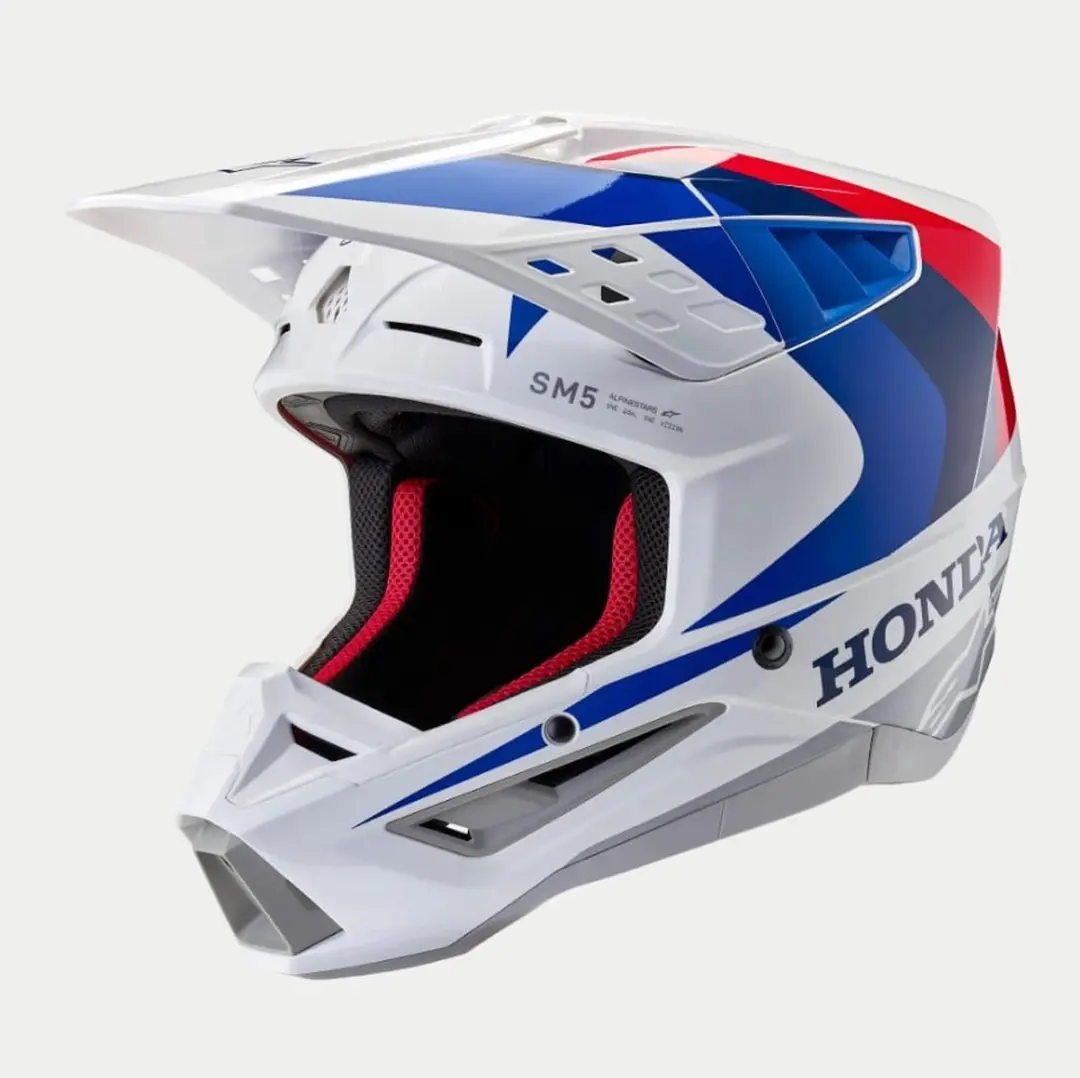 Alpinestars Honda S-M5 Helm ECE 22.06 - XXL - Wit/Blauw/Rood