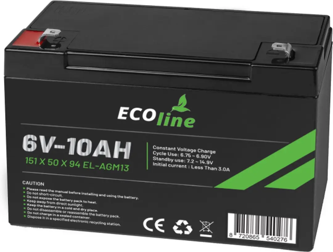 Ecoline AGM 6V 10Ah Deep Cycle Accu - 10000mAh
