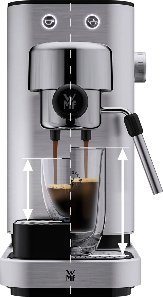 WMF Lono - Pistonmachine - RVS - 15 Bar - Melkopschuimer - Compact Design