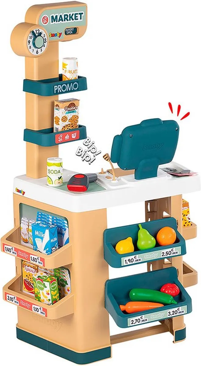 Smoby Speelgoedwinkel Winkelkar met Kassa - Groen/Beige