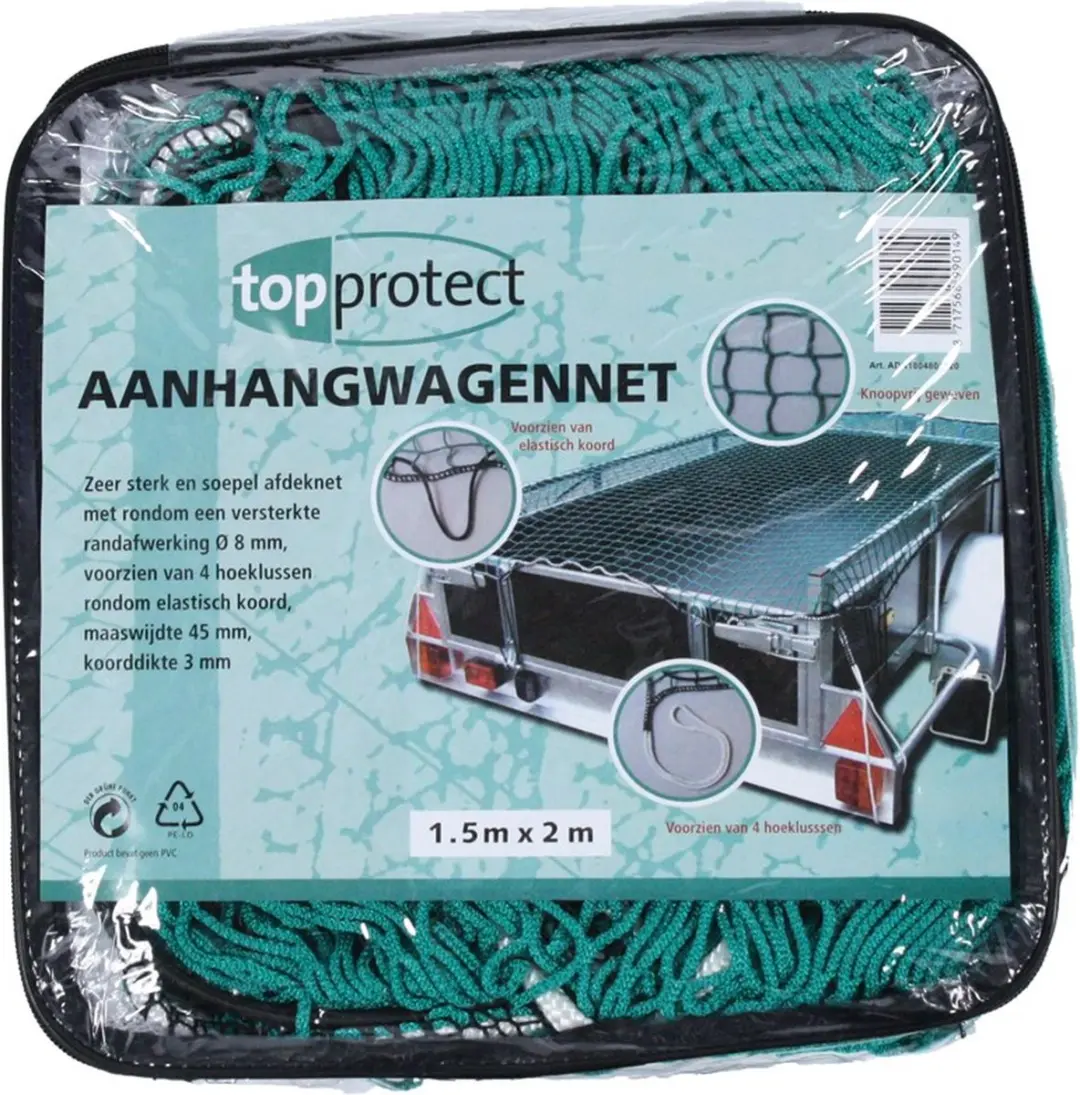 Erro Afdeknet Aanhanger 1,5x2m - Groen