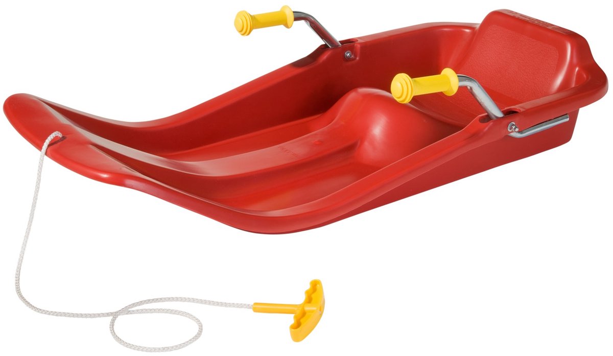 Kunststof slee met metalen handremmen