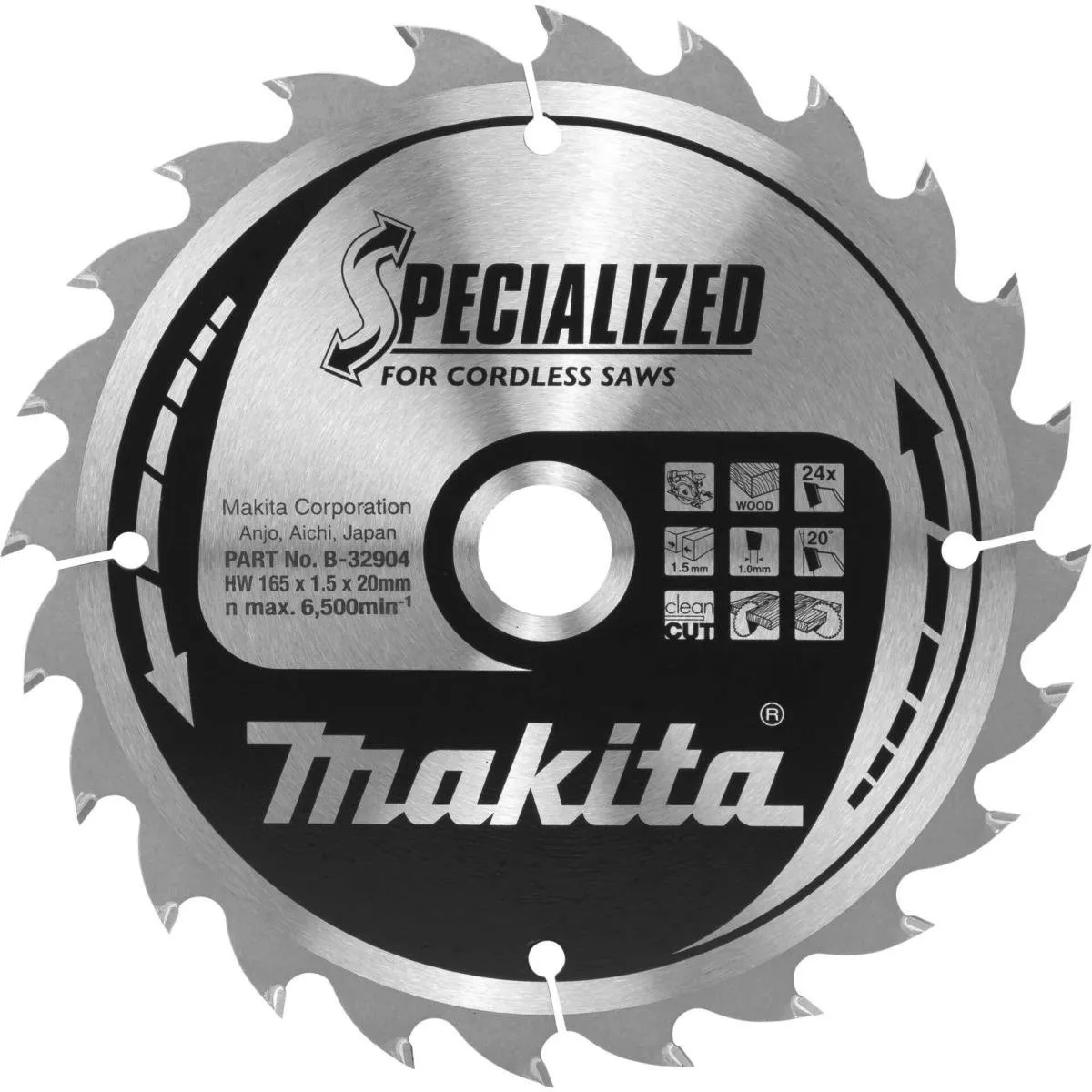 Makita B-32904 Cirkelzaagblad Hout 165mm 24T