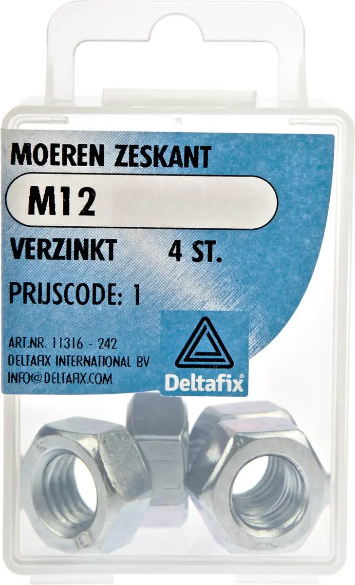 Deltafix Zeskantmoer M12 verzinkt DIN 934