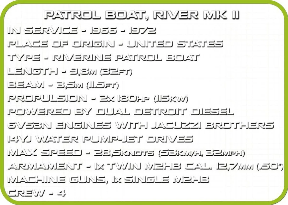 Cobi 2238 Patrolboat River MKII Constructiespeelgoed - 615 Onderdelen - Groen