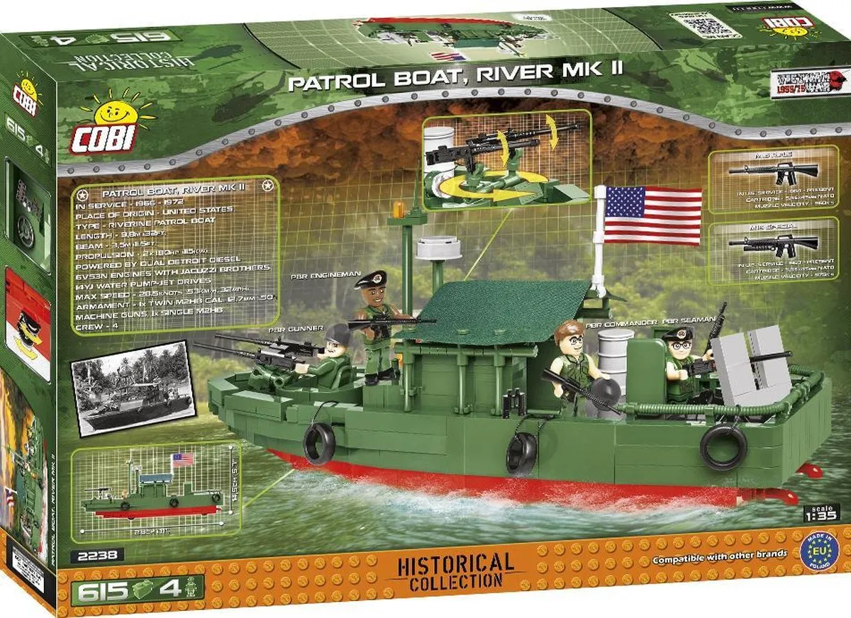 Cobi 2238 Patrolboat River MKII Constructiespeelgoed - 615 Onderdelen - Groen