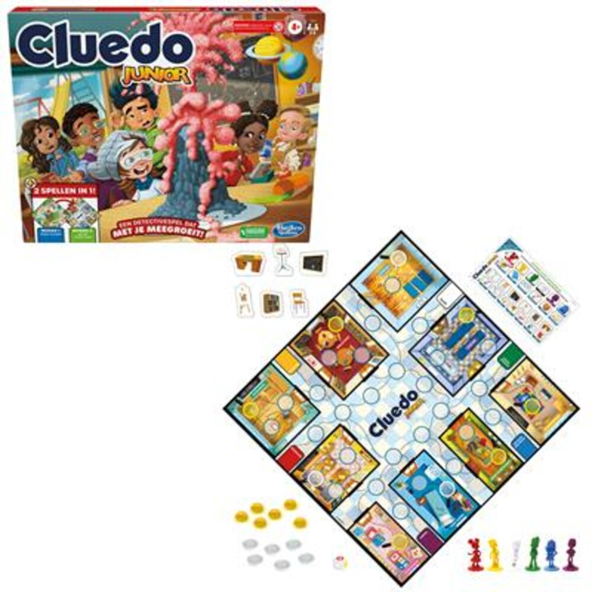 Hasbro Cluedo Junior - Bordspel voor kinderen - 2 spelniveaus - 4+ jaar