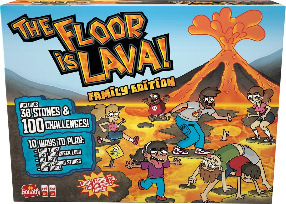 Goliath The Floor is Lava Family Edition Actiespel - 50 Kaarten, 38 Stenen