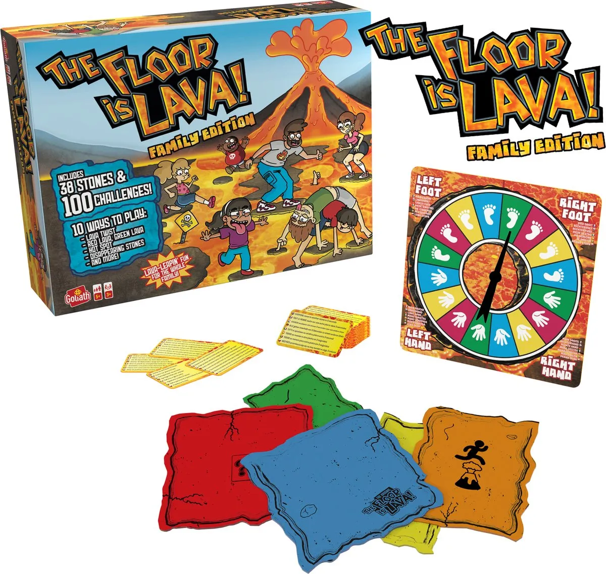 Goliath The Floor is Lava Family Edition Actiespel - 50 Kaarten, 38 Stenen