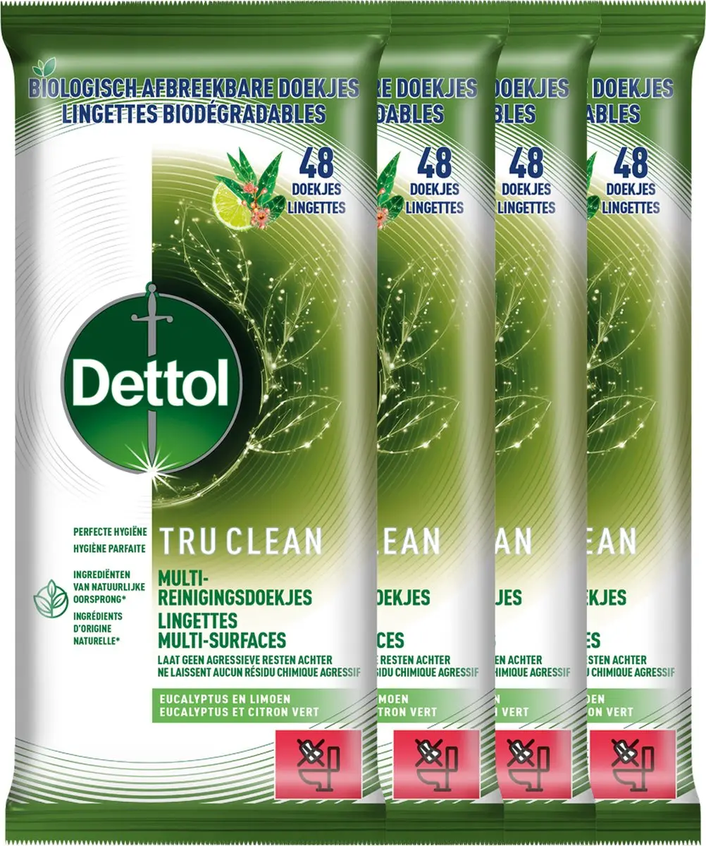 Dettol Lingettes Biodégradable Tru Clean Eucalyptus & Lime