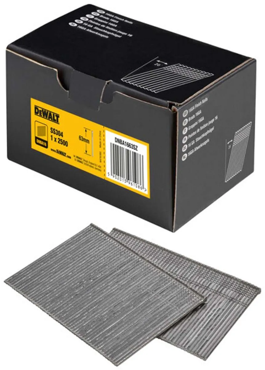 DeWalt DNBA1663SZ Spijkers RVS 1.6x63mm - 2500 Stuks